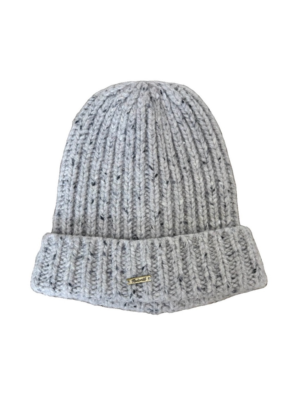 Madewell Gray Rib Knit Wool Cuffed Beanie